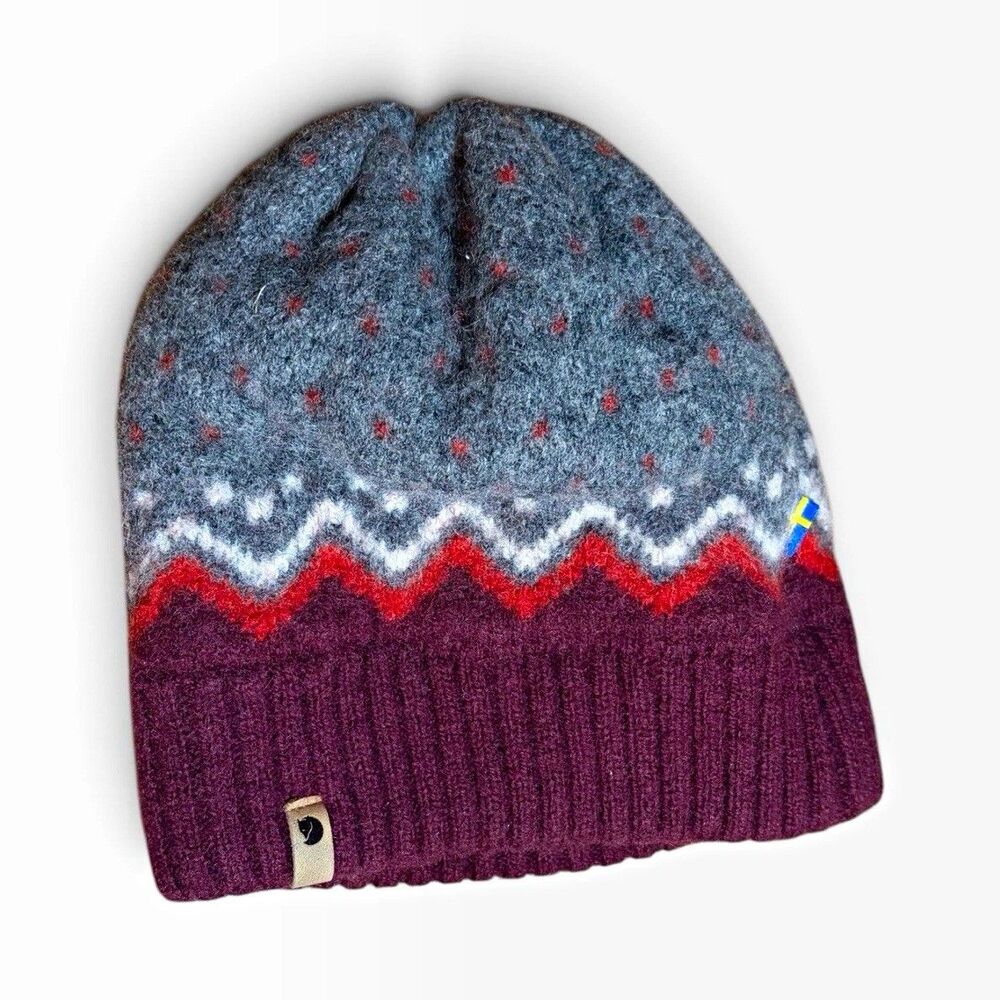 Fjallraven Ovik Knit Hat in the Dark Garnet Unisex Adults